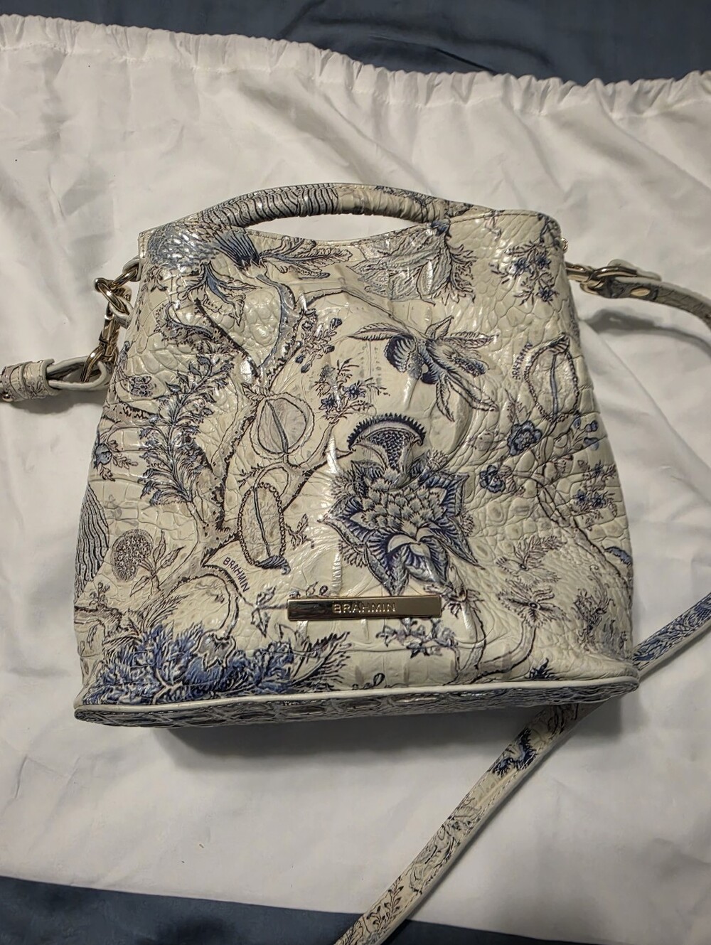Brahmin Floral Melbourne Croc-embossed Satchel and Matching Wallet EUC - Picture 4 of 16